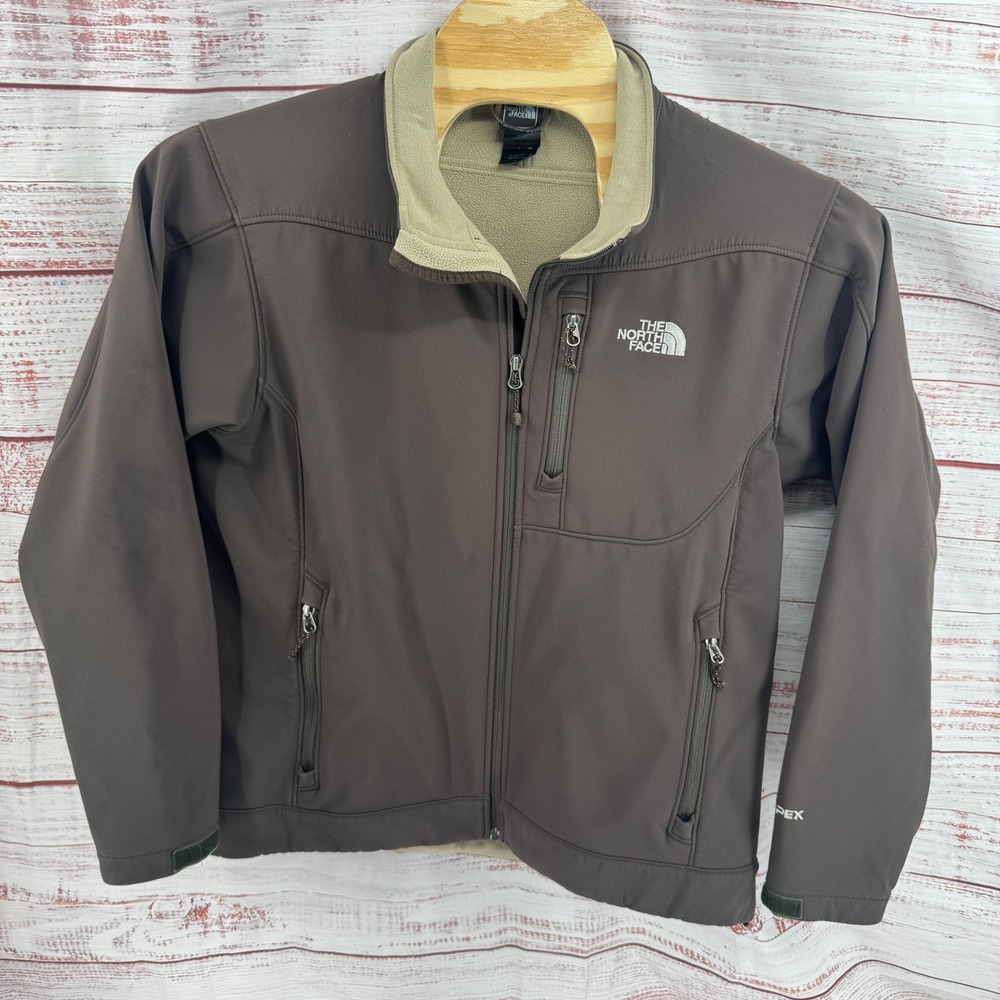 The North Face Jacket Mens Large Apex Bionic Softshell Brown Fleece Lined Zip Up